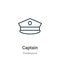 Captain outline vector icon. Thin line black captain icon, flat vector simple element illustration from editable professions