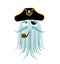 Captain pirates ghost. Mythical Angry boss buccaneer with tentacles. Vector illustration