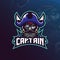 Captain pirates mascot logo design vector with modern illustration concept style for badge, emblem and t shirt printing. pirates