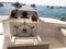 Captain`s cabin on a ship, boat, cruise liner with a steering wheel, dashboard, armchair, marine compass and instruments for cont