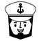 Captain sailor face cartoon portrait