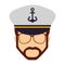 Captain sailor face cartoon portrait