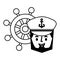 Captain sailor face cartoon ship helm