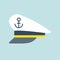 Captain sailor hat icon, flat design vector