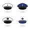 Captain sailor hat vector, four icons