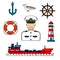 Captain or sailor with nautical objects