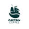 Captain ship coffee bean logo design vector