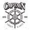 Captain ship wheel vintage label, emblem or print