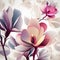 Captivating Abstract Background 3D Magnolia Flowers in Vibrant Watercolor Generative AI