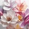 Captivating Abstract Background 3D Magnolia Flowers in Vibrant Watercolor Generative AI