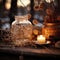 The captivating allure of this New Year background, embellished with charming Christmas decorations, flickering candles