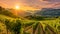 Captivating Austrian Alps: A Majestic Sunset over Vineyards and Mountain Valleys