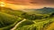 Captivating Austrian Alps: Majestic Vineyard Landscape at Sunset