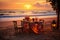 Captivating beach dining A perfect atmosphere of love and relaxation under the setting sun