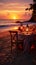 Captivating beach dining A perfect atmosphere of love and relaxation under the setting sun