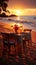 Captivating beach dining A perfect atmosphere of love and relaxation under the setting sun