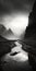 Captivating Black And White Photograph Of A Mountainous Valley