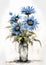 Captivating Blues: A Stunning Bouquet of Helianthus and Pencil F