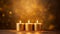 Captivating Candlelight: Elegant Golden Background Illuminated by Warm Candle Flames.