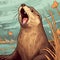 Captivating Cartoon Otter Artwork With Realistic Landscapes And Lively Illustrations