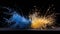 Captivating Chemical Reaction: Explosive Collision of Sodium and Copper Creates Mesmerizing Yellow and Blue Fireworks.