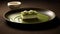Captivating Chiaroscuro: A Green Mousse On A Plate In The Style Of Vincent Callebaut