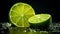 Captivating Chiaroscuro: A Stunning Lime Slice With Water Drops