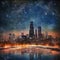 Captivating Chicago Skyline Amidst Starry Night Skies