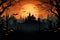 Captivating City panorama halloween sunset. Generate Ai