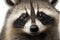 Captivating closeup of a racoons face, white background