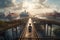 Captivating Coastal Scene: Child Gazing Over Busy Shipping Canal in Award-Winning Wide Angle Photograph