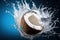 Captivating Coconut Splash: Coconut on a Dark Background with Water Splash - Generative AI