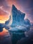 Captivating Contrasts: A Majestic Sunset Over an Icy Ocean, Fram