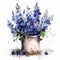 Captivating Delphiniums: A Vibrant Potted Watercolor Collection AI Generated