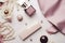 Captivating Details: Beauty Products, Jewelry, and Macarons Array