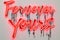 A captivating digital neon artwork, depicting the phrase Forever Yours in a glowing red script