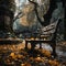 Captivating Documentary Photos Of A Gothic Dark Metal Bench On A Leaf-covered Path