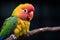 Captivating Fischers lovebird portrait captures its colorful and lively nature