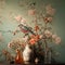 Captivating Floral Still Life: A Bird Perched On A Vase