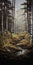Captivating Forest Painting With Detailed Realism And Rembrandt Lighting