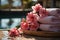 Captivating front view of a wellness paradise, spa stones, pink flowers, towels