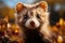 Captivating Gaze: A Curious Ferret Locks Eyes with the Camera. Generative AI