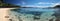 A captivating high resolution beach panorama from the idyllic paradise islands