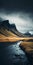Captivating Icelandic Countryside: Dark Gray And Light Amber Stormy Skies