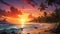 A captivating illustration capturing the mesmerizing beauty of a beach sunset. Generative AI.