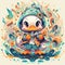 captivating illustration of a cheerful duck character japanese cute manga style by AI generated