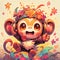 captivating illustration of a cheerful monkey character japanese cute manga style by AI generated