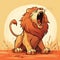 Captivating Illustrator Drawing Of A Yawning Lion With Warm Color Palette