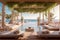 A captivating image of a chic poolside lounge area, offering a perfect blend of lavish design and awe-inspiring ocean views for an