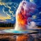 Captivating image of a geyser erupting in a picturesque landscape